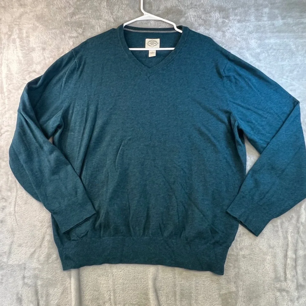 St Johns Bay‎ Mens V Neck Sweater Blue Long Sleeve Size XXL Grandpa Cozy Cabin